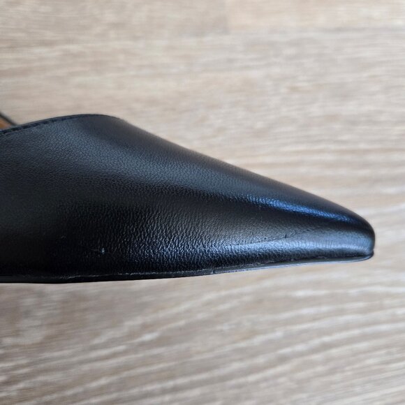Quince Italian Leather 75mm d’Orsay Pump Black Womens Size 8 New Scratch, No box - Picture 5 of 17